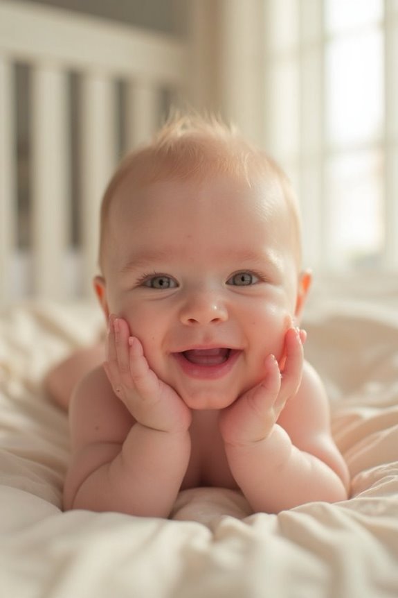 babies begin smiling around